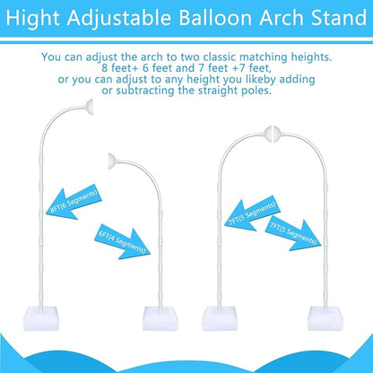 Balloon Arch Stand Kit for Party Backdrop Decoration 8.2FT & 6FT | White - Image 2