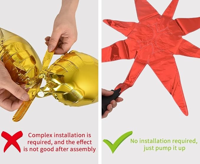 TONIFUL 8 Pcs Explosion Star Balloons Black Red Gold Foil Party Decorations | - Image 3