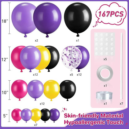 Black Purple Red Yellow Balloon Garland Arch Kit - Image 2