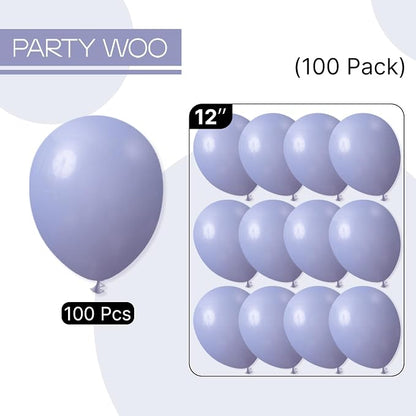 PartyWoo Dusty Blue Balloons 100pcs Boho Dusty Purple Muted Lavender Color | 12 - Image 8