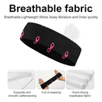 Headband Non Slip Sports Sweatband for Men & Women (Neon Pink Ribbon Breast Cancer Awareness)