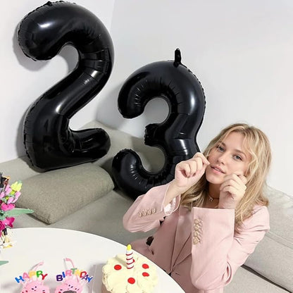 40 inch Black 3 Number Balloon Giant Foil Helium Balloons Black Large Digital - Image 5
