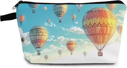 Hot Air Balloon Print Small Cosmetic Bag | Cartoon Spotted Dog Makeup Organizer by Unknown