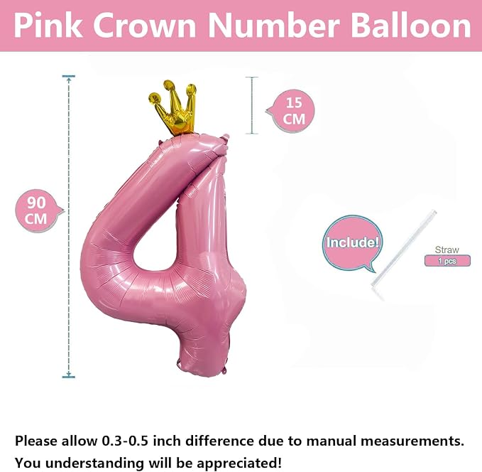 40 inch Pink Number 4 Balloon - Image 2