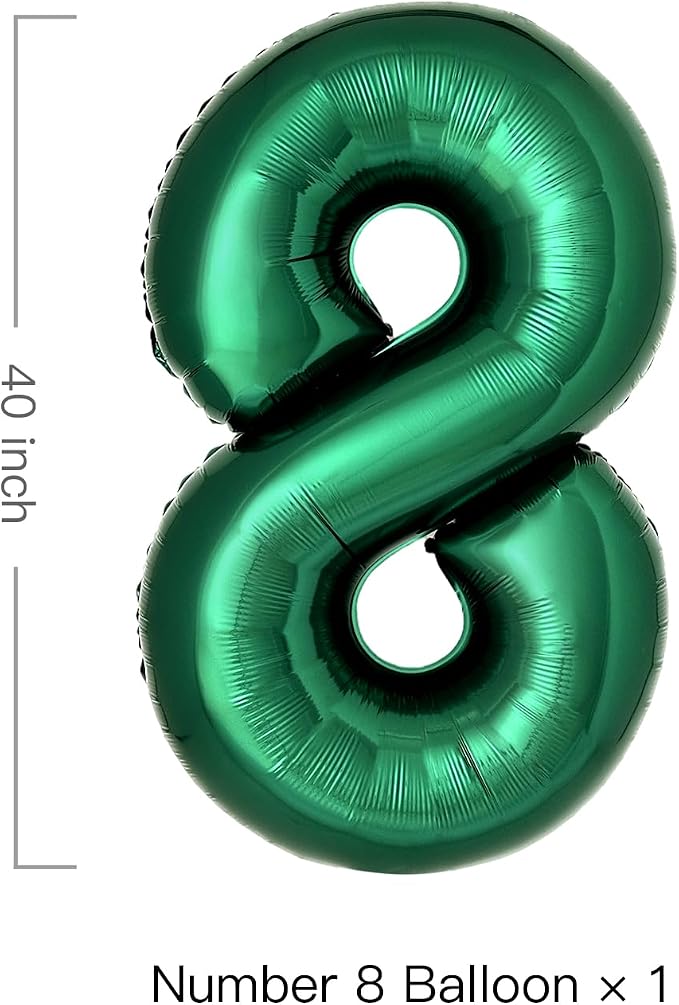 Dark Green Number 8 Balloons Large Emerald Green Number Balloons 40 Inch Jungle - Image 2