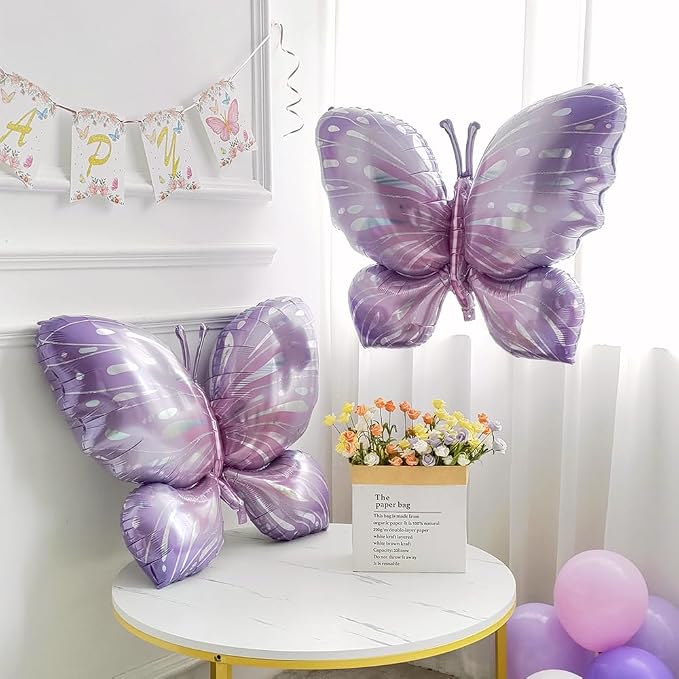 Purple Butterfly Balloons 4 Pieces - Image 6
