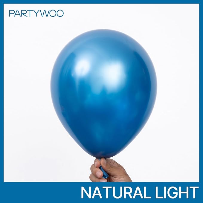 PartyWoo Metallic Blue Balloons 50pcs Chrome Blue Color 12 Inch | Balloons - Image 2