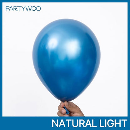 PartyWoo Metallic Blue Balloons 50pcs Chrome Blue Color 12 Inch | Balloons - Image 2