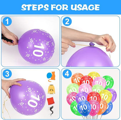 Ainiv 10th Birthday Balloons 18PCS, 12inch Numbers Printed Latex Balloons | - Image 3