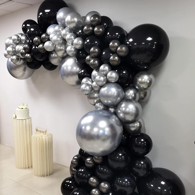 Black and Silver Balloons Garland Arch Kit - Image 5