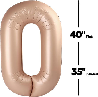 Light Brown Number 0 Balloon 40 inch, 0th Birthday Party Balloons Decoration | - Image 3