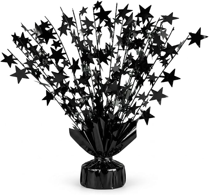 PMU 12 Pack Bursting Star Metallic Foil Spray Centerpiece- Metallic Black by PMU
