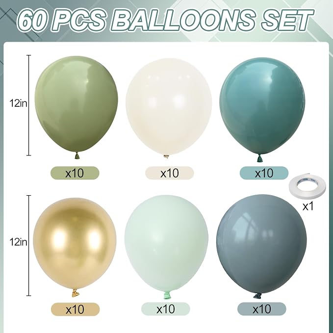 Sage Green and Blue Balloons - Image 2