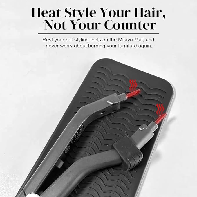 Anti-Slip Heat Resistant Mat for Hair Straightener Hair Curling Iron Pouch Portable Silicone Pad for Hair Waving Iron Hair Dryer Hair Styling Salon Tool