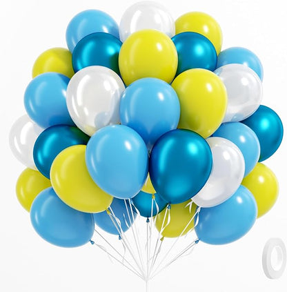 60pcs Blue and Yellow Balloons by BAUANOOY