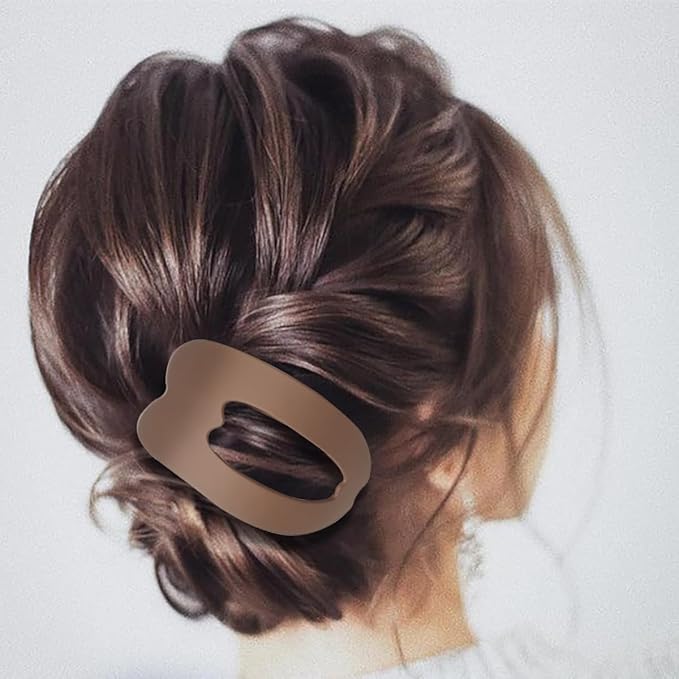 Large Flat Hair Clips Oval Claw Clips for Women Girls Thick Medium Thin Hair 4 Pcs Strong Hold Barrettes Duckbill Hair Accessories Leopard Tortoise Shell Matte Solid Neutral Color (4pc mix -5)