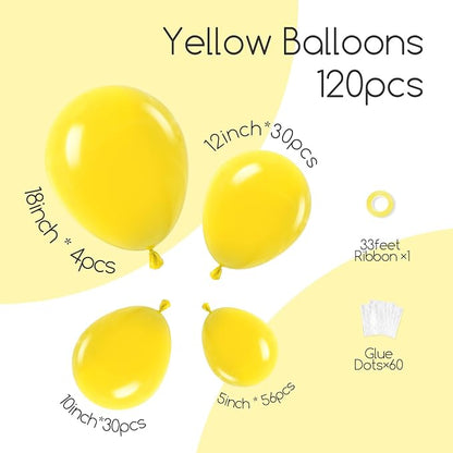 Awenztech 122pcs Yellow Balloon Arch Kit, 18 12 10 5 inch Yellow Latex Balloons - Image 2