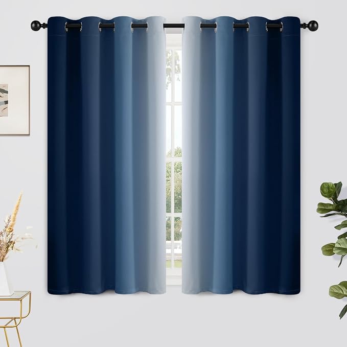 Yakamok Ombre Curtains Blue and Greyish White by Yakamok