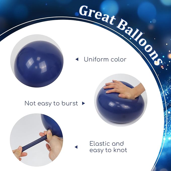 60pcs Navy Blue and Gold Balloons 12inch - Image 3