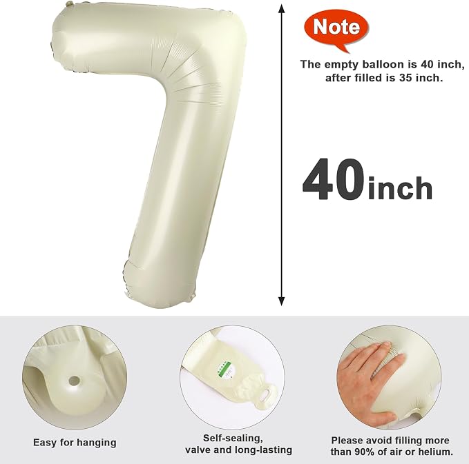 7 Balloon Number 40 Inch Cream Balloons - Image 5