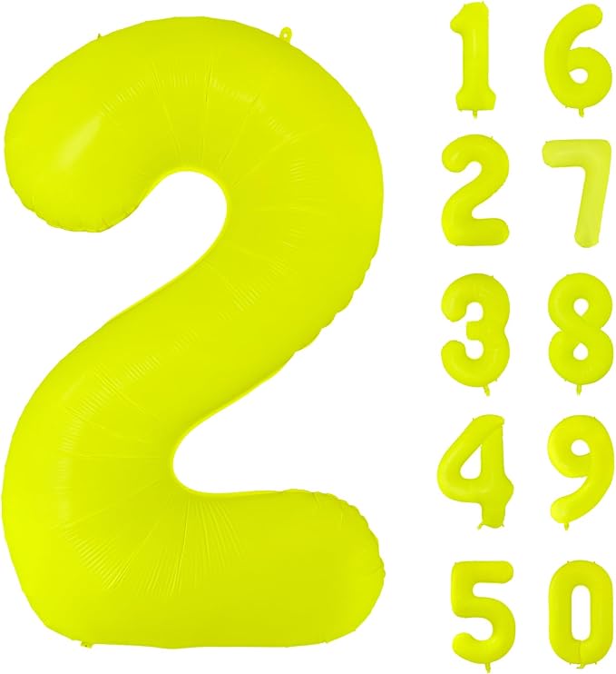 Fluorescent Yellow Number Balloon 40 inch Giant Foil Helium Balloons Yellow by Yeodong