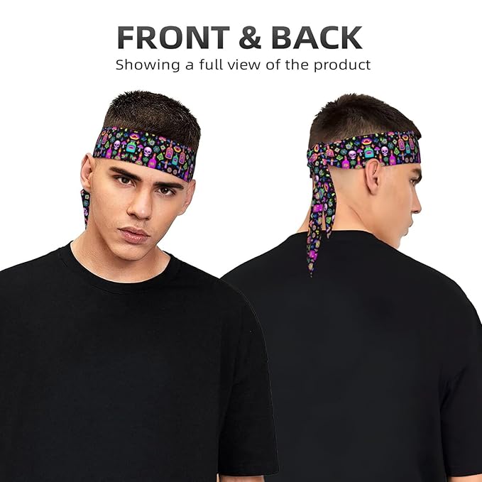 Boys Girls Goth Gothic Skull Mushroom Magic Witch Witchy Sports Sweat Band Multi Style Lovely Head Ribbon Headdress for Sports Athletic Spa