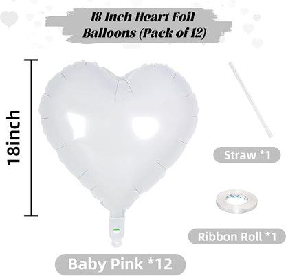 White Heart Foil Balloons, 18 Inch, Baby Shower, Graduation Party Decorations - Image 2