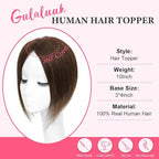 Hair Toppers for Women Real Human Hair Topper for Women with No Bangs Hairpieces Comfortable and Breathable 10 Inch Swiss Base 3D 360°Cover Glue-free and Shedding Free (Medium Brown)