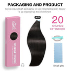 SUYYA Tape in Hair Extensions Remy Human Hair 14 inches 40g/pack 20pcs Straight Seamless Skin Weft Natural Black Tape in Extensions Human hair(14 inches #1B Off Black)