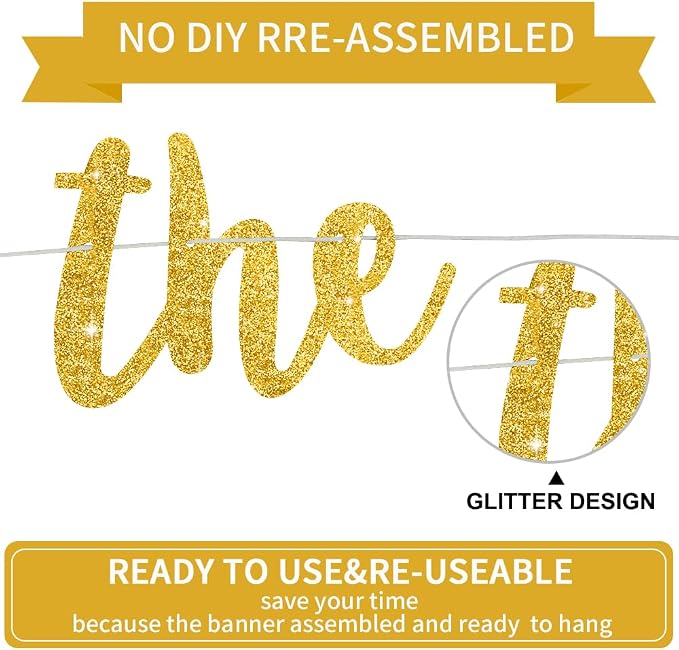 BEISHIDA Gold Pre-Strung Glitter The Beginning of A New Chapter Banner | - Image 2