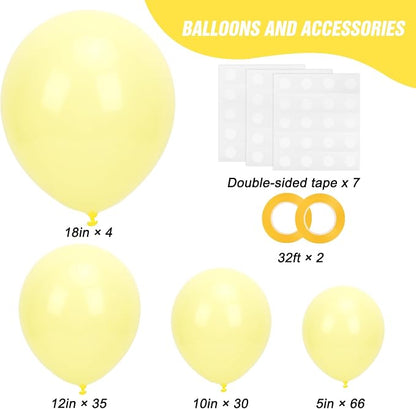RUBFAC 135pcs Pastel Yellow Balloons, Latex Light Yellow Balloon Different - Image 2
