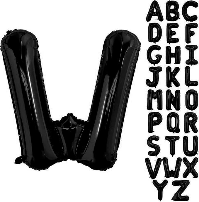 Black Letter W Balloons, W Balloon 40 Inch W Balloon Letter - Image 2