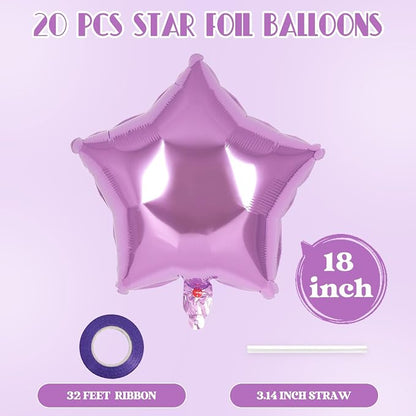 20 Pcs Star Balloons, 18 Inch Purple Star Foil Balloons, Stars Shaped Balloon - Image 2
