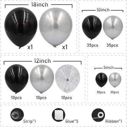Black and Silver Balloons Arch Kit - Image 2