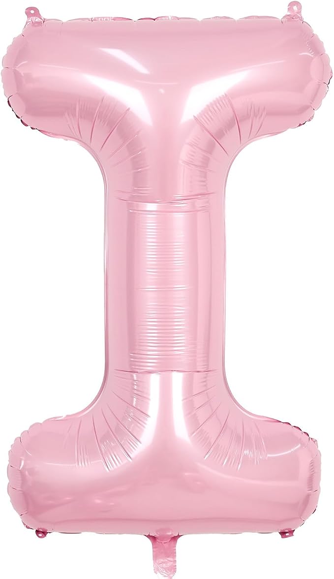 Pink Letter I Balloons, 40 Inch I Letter Balloon Light Pink, A to Z Alphabet by Adorely