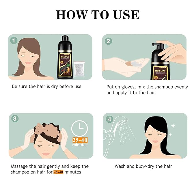 Coffee Hair Dye Shampoo 3 in 1, Long-lasting & Natual Hair Color Shampoo, Herbal Ingredients Natural Shampoo Hair Dye Effect in Minutes for Men Women 500ml