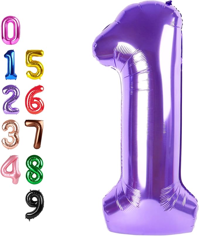 Number Balloons Purple 1 Balloon 40 inch by Enyeopd