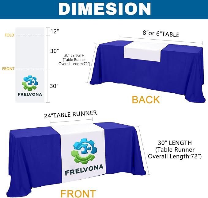 Custom Table Runner with Business Logo 24in x 72 in, Customzied Banner and Signs - Image 2
