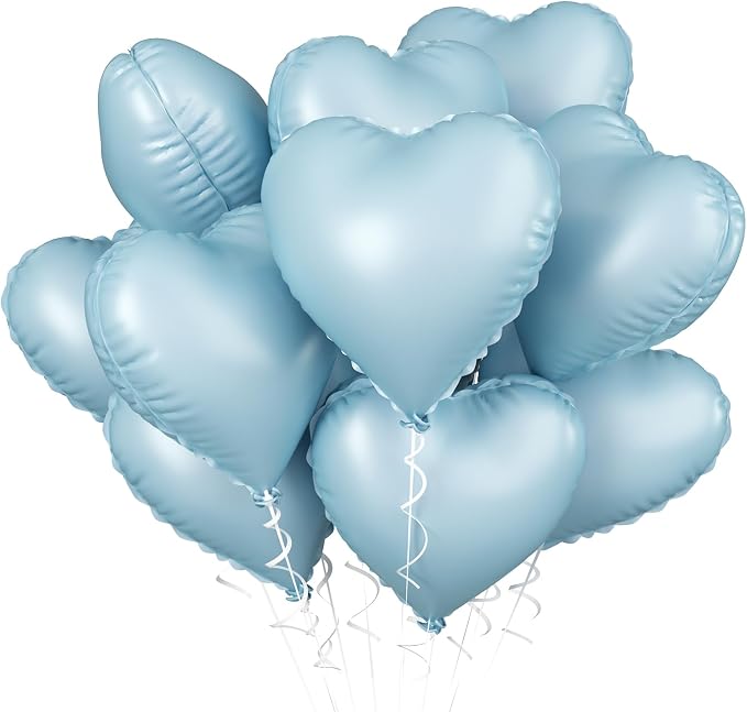 Baby Blue Heart Balloon, 18inch Pastel Blue Heart Shape Balloons Helium by BIAPIAN