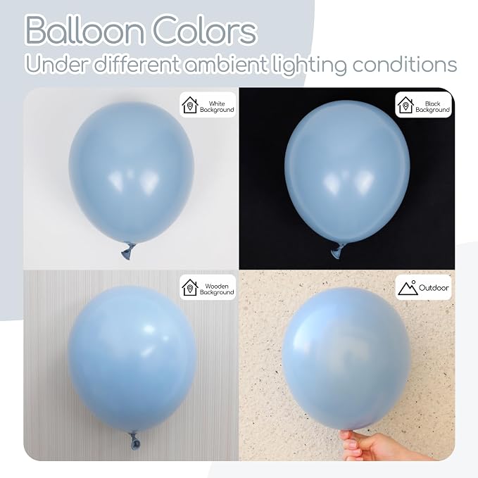 Awenztech 122pcs Dusty Blue Latex Balloons in 18 12 10 5 inches | Gender Reveal - Image 4