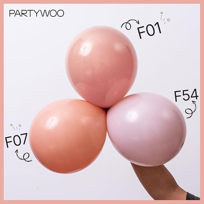 PartyWoo Dusty Pink Balloon Arch Kit 142pcs Rose and Pink Balloons | Nude White - Image 4