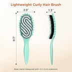 Curly Hair Brush, Curl Defining Brush with Soft Boar Bristles for Combing, Shaping, and Styling Curly Hair Suitable for All Women and Men with Wet & Dry Hair(Green)