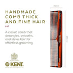 Kent 16T Tortoiseshell and Graphite, Fine and Wide Tooth for Daily Grooming, Handmade Styling Comb for All Hair Types, Wet and Dry Hair Detangling Comb, Saw Cut Hand Polished, Made in England