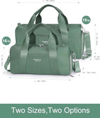 Compact Sports Gym Bag for Women, Cute Mini Duffle Bag with Wet Pocket & Shoes Compartment, Personal Item Travel Workout Bag, 16"-Small, Green