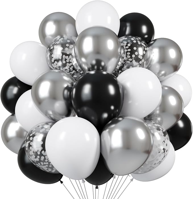 Black and Silver Balloons, Baby Shower, and Silver Theme Party Decoration by PATYDECRO