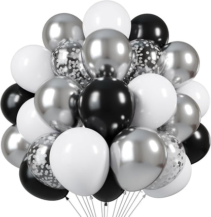 Black and Silver Balloons, Baby Shower, and Silver Theme Party Decoration by PATYDECRO