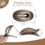 Upgraded 8 Pack French Flat Hair Clips for Women Girls, Matte Lay Flat Claw Clips, Large No-Slip Claw clips for Thick & Thin Hair, Strong Hold Styling Barrettes Accessories for Daily Styling(Neutral)