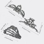 3 Pieces Large Metal Spider Net Hand Hair Claw Clips for Women and Girls Thick Long Hair, Nonslip Skeleton Spooky Barrette Headband Hair Styling Accessories for Halloween Christmas Gifts