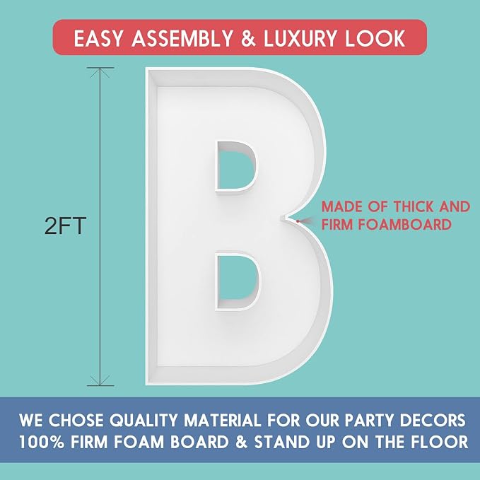 2FT Letter B Mosaic Balloon Frame Letter DIY Fillable Letters Kit - Image 2
