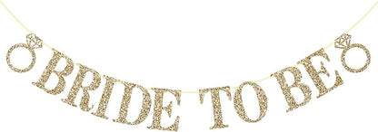Pre-Strung Bride to Be Banner NO DIY Bride to Be Sign Gold Glitter Banner | by KINGLAKEGARDEN